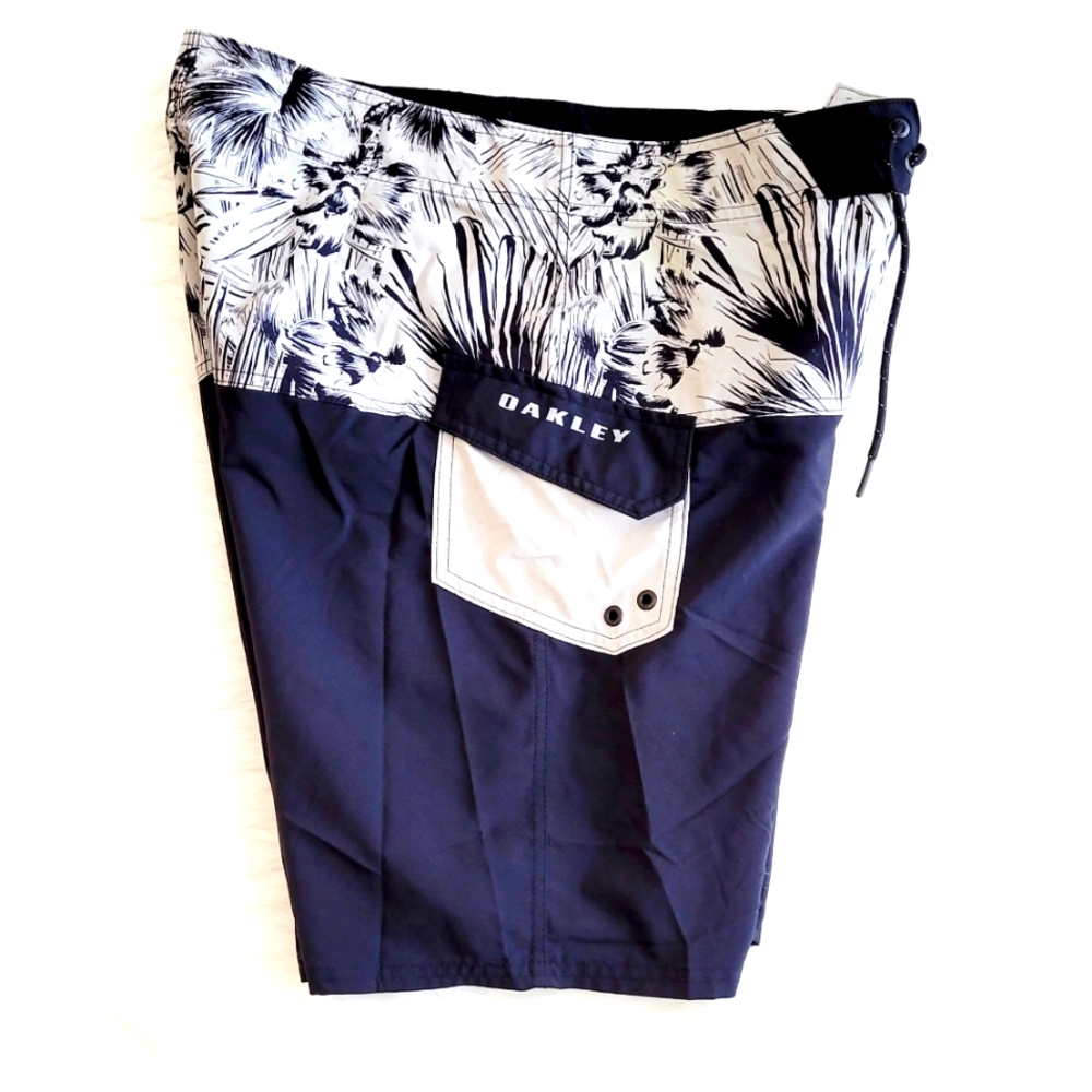 Oakley Mens‎ Board Shorts Swim Trunks 9" Inseam Print Black Gray Size 32